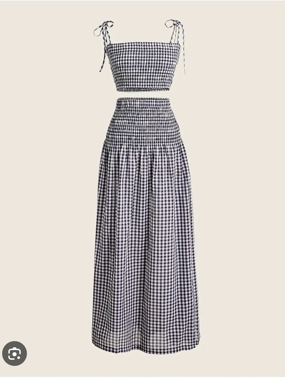 NWT π J.Crew Navy-and-White Gingham Maxi Skirt with Smocked Waist - Picture 6 of 6